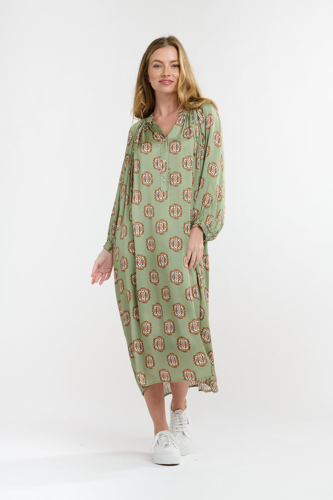 Italian Star Valley Dress Print Khaki