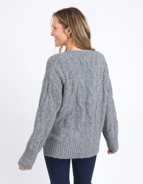 Elm Tallulah Cable Knit Charcoal