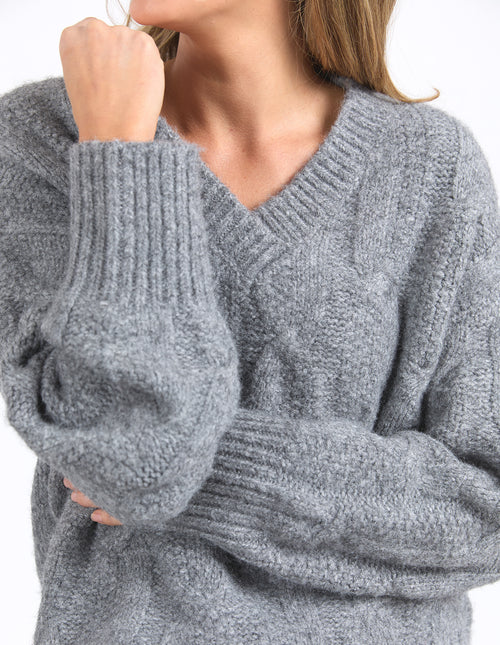 Elm Tallulah Cable Knit Charcoal