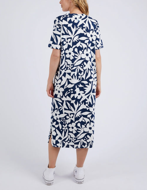 Elm Stencil Navy Floral Tee Dress 