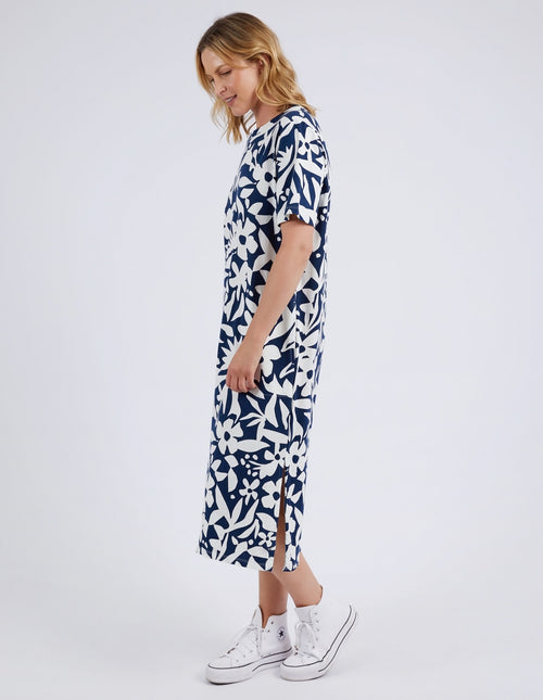 Elm Stencil Navy Floral Tee Dress 