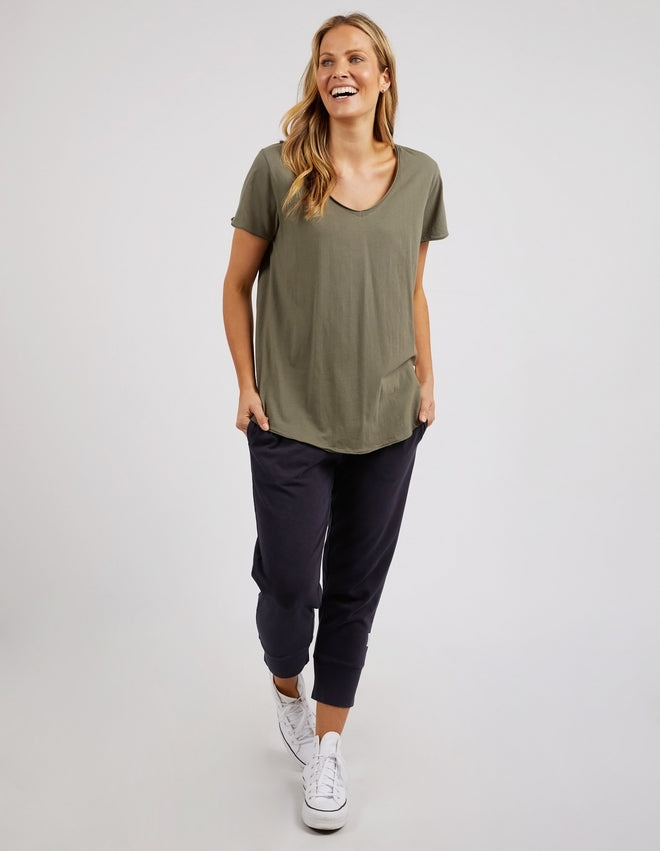 Elm Fundamental V Neck T Shirt Khaki