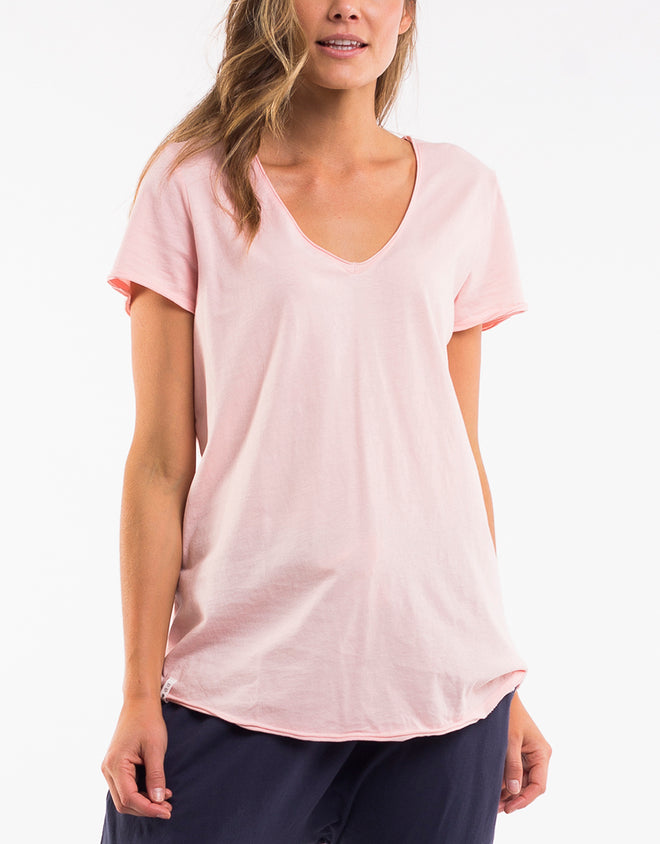 Elm Fundamental V Neck T Shirt Pink