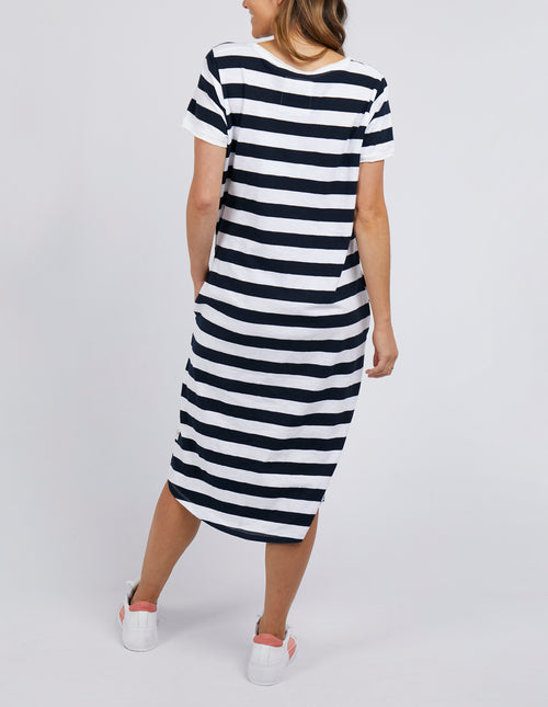 Elm Maeve Midi Dress Navy White Stripe