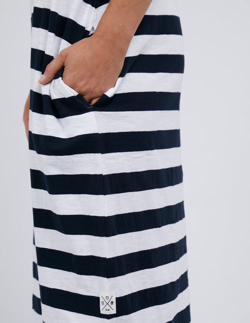 Elm Maeve Midi Dress Navy White Stripe