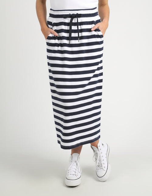 Elm Sunset Stripe Skirt Navy White