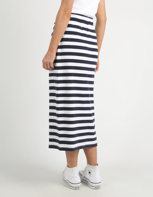 Elm Sunset Stripe Skirt Navy White