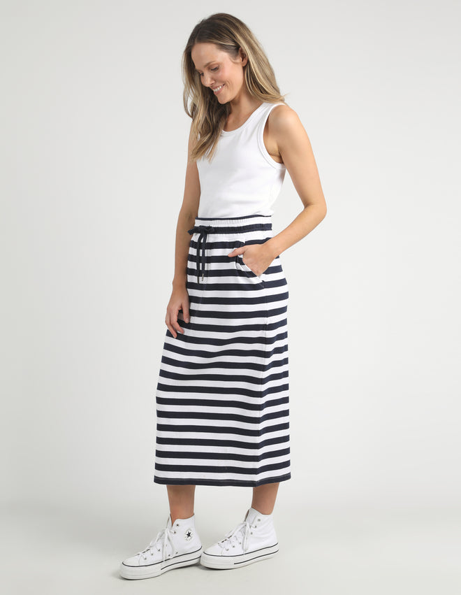 Elm Sunset Stripe Skirt Navy White