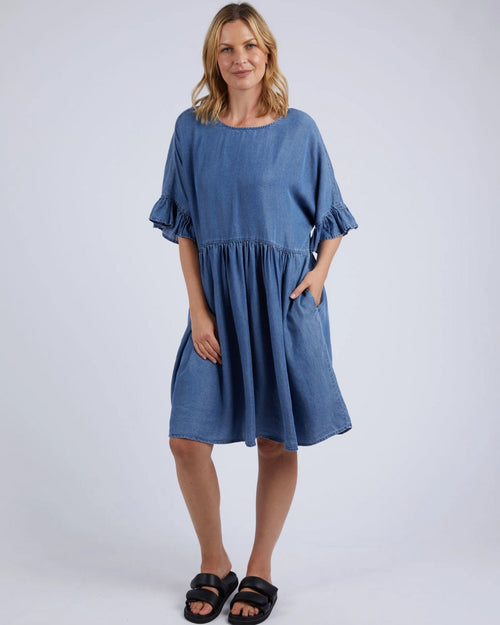 Elm Charlie Chambray Dress Blue