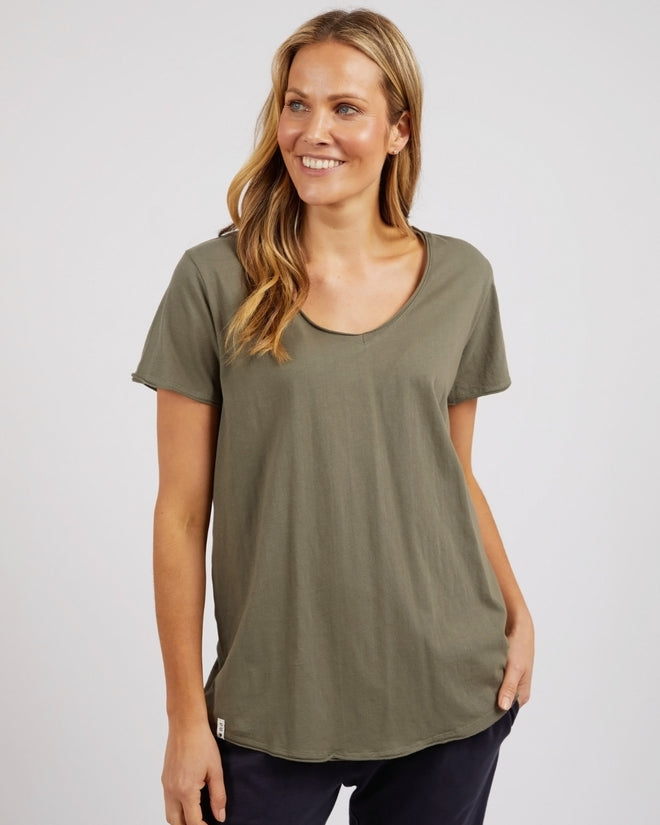 Elm Fundamental V Neck T Shirt Khaki