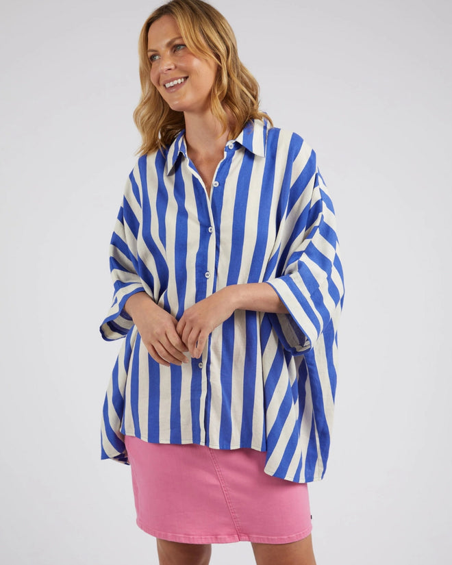 Elm Palermo Stripe Shirt Royal Blue and Marshmallow