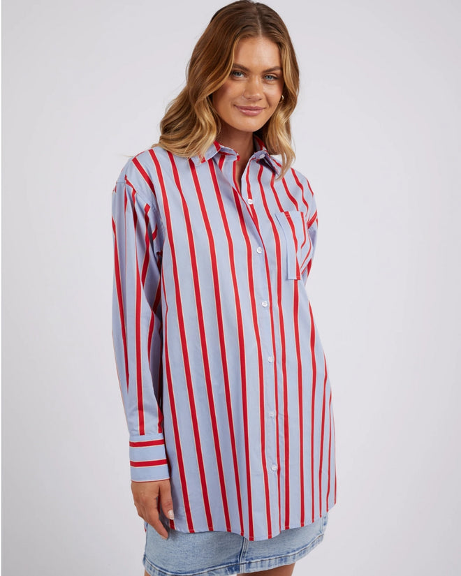 Foxwood Strike Shirt Blue Red Stripe