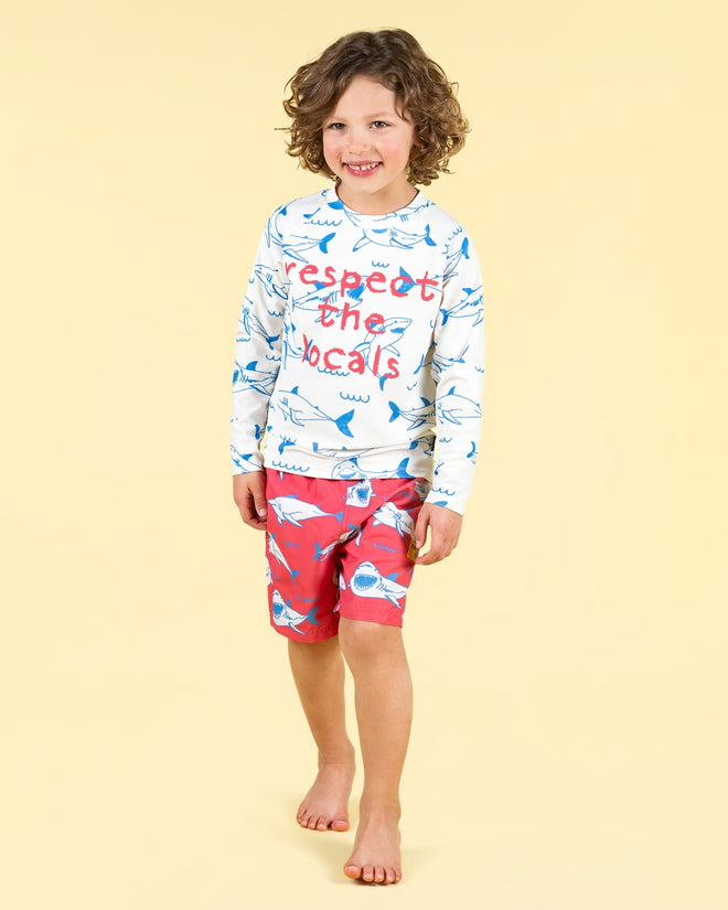 Rock Your Kid Happy Sharks Boardshorts