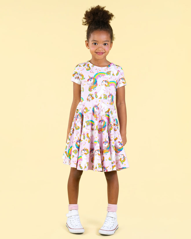 Rock Your Kid Unicorn Rainbow Waisted Dress