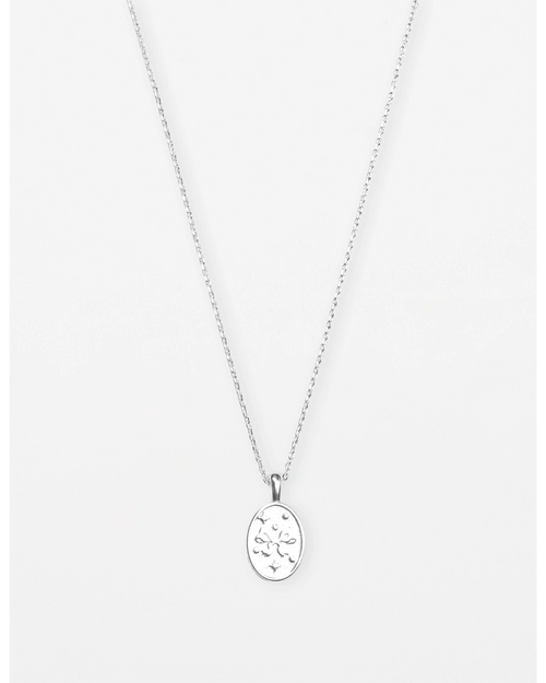 Stella and Gemma Necklace Silver Medallion Ribbon