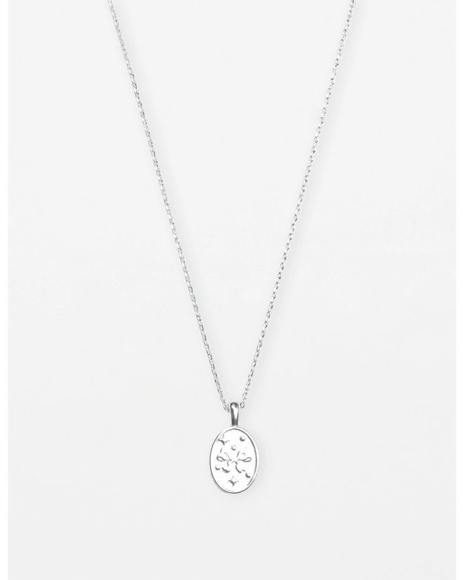 Stella and Gemma Necklace Silver Medallion Ribbon