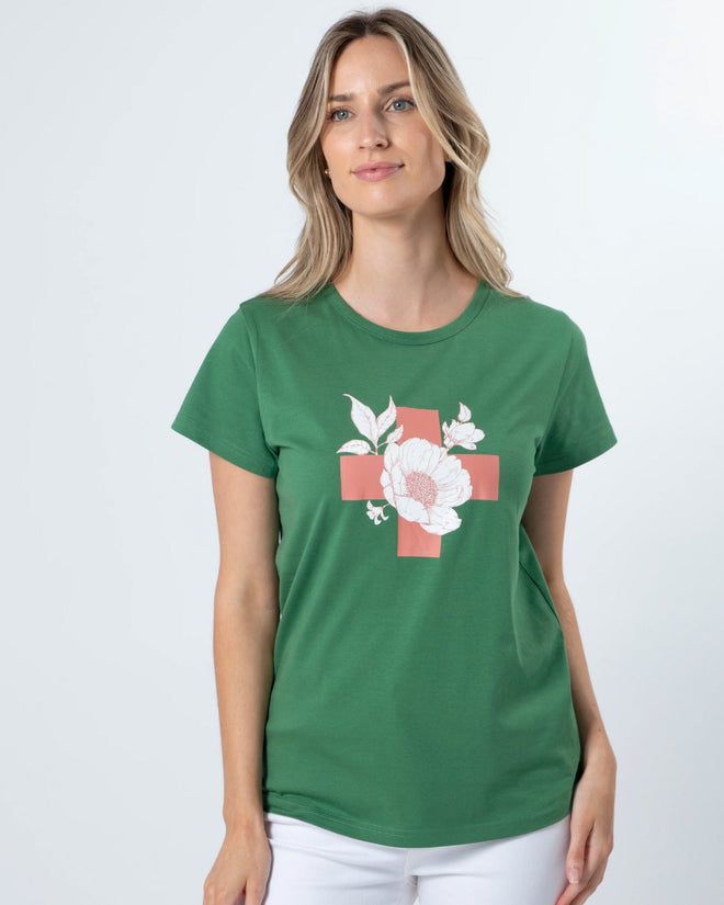 Stella and Gemma Vintage Green Floral T Shirt