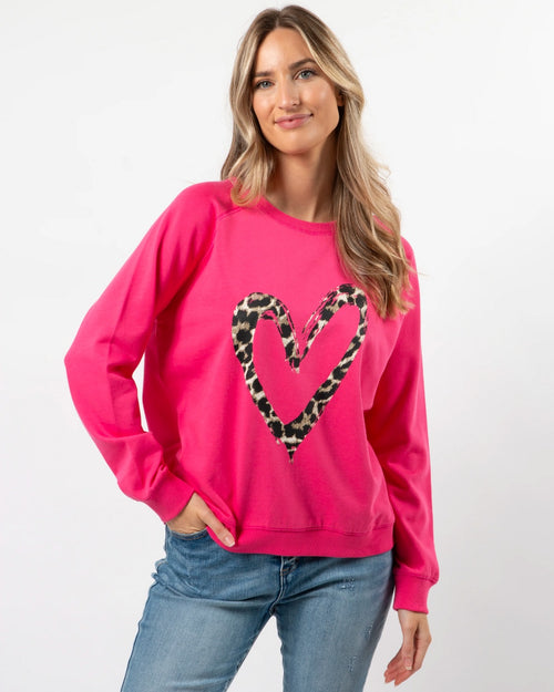 Stella and Gemma Hot Pink Leopard Heart Sweatshirt