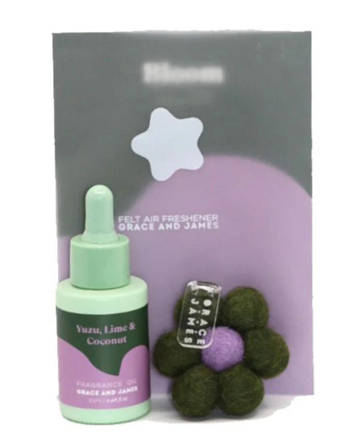 Grace and James Felt Flower Air Freshener Set Yuzu Lime & Coconut