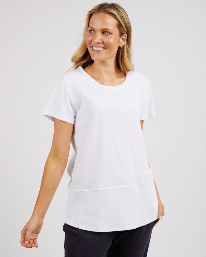 Elm Fundamental Rib Short Sleeve T Shirt White