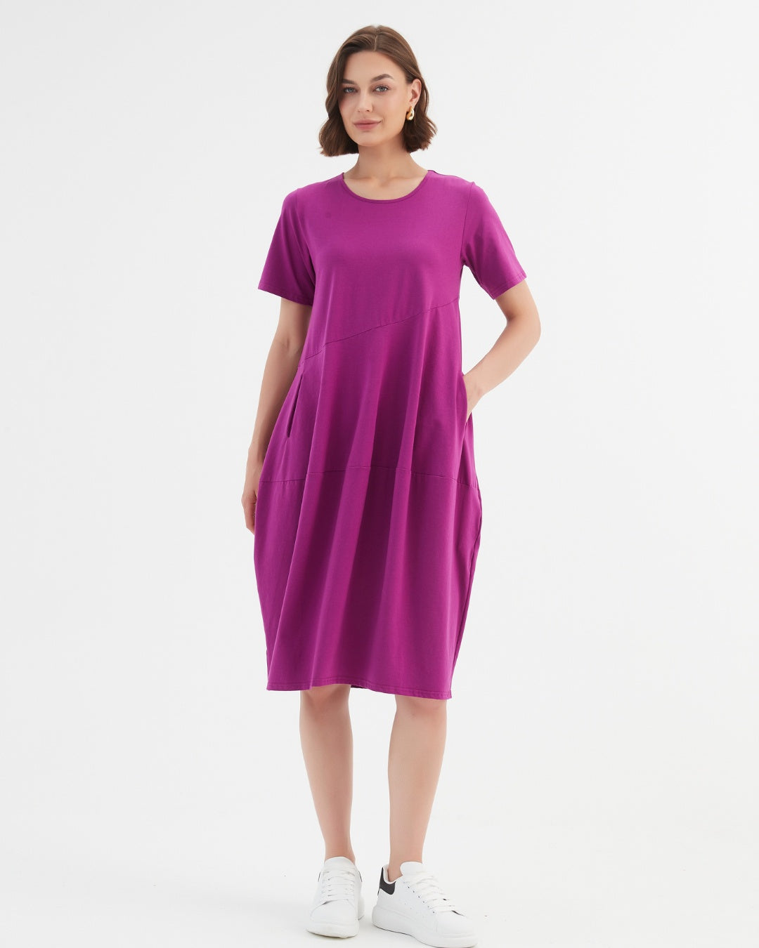 Tirelli Short Sleeve Diagonal Dress Fuschia – Chambers