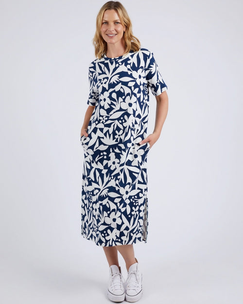 Elm Stencil Navy Floral Tee Dress 