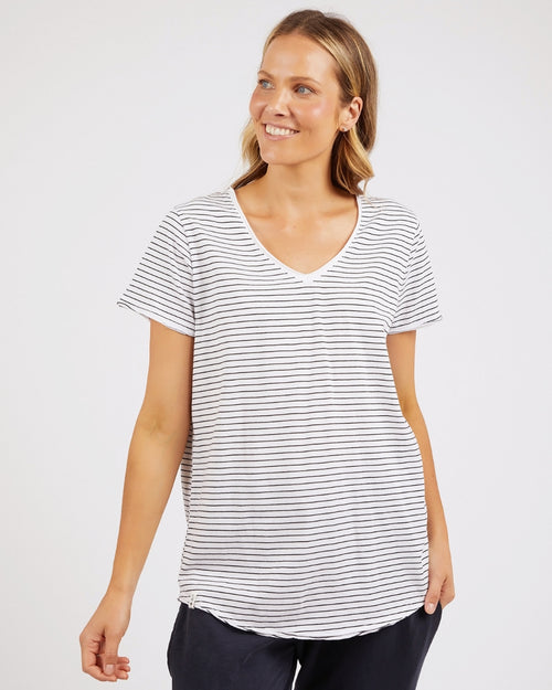 Elm Fundamental V Neck T Shirt Stripe