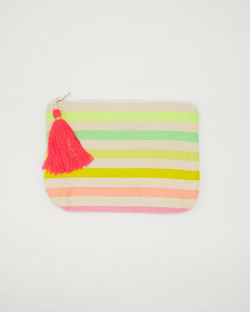 Stella and Gemma Small Pouch Coloured Stripes with Tassle