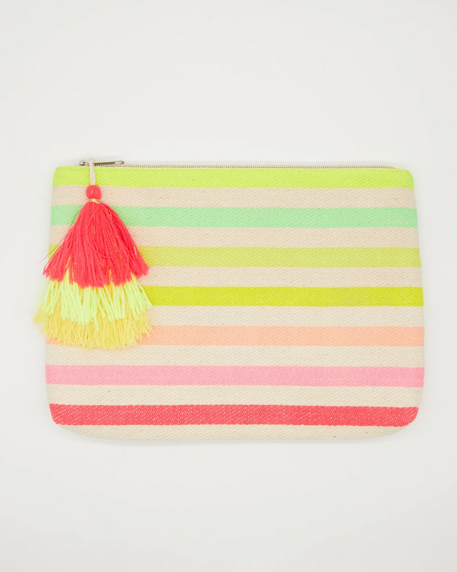 Stella and Gemma Large Pouch Coloured Stripes with Tassle