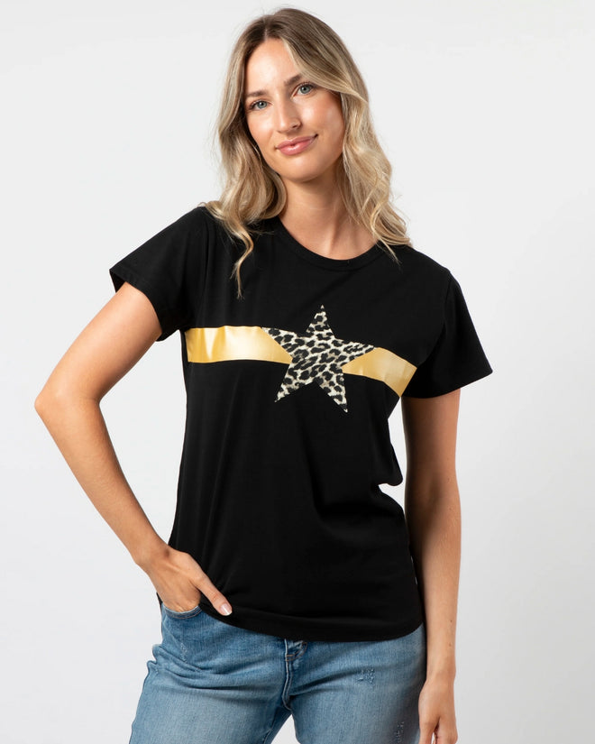 Stella and Gemma Black Leopard Star T Shirt