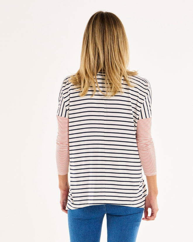 Betty Basics Geneva T Shirt Blue Red Stripe