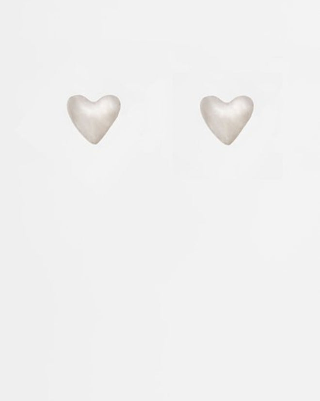 Antler Mini Stud Earings Heart Silver