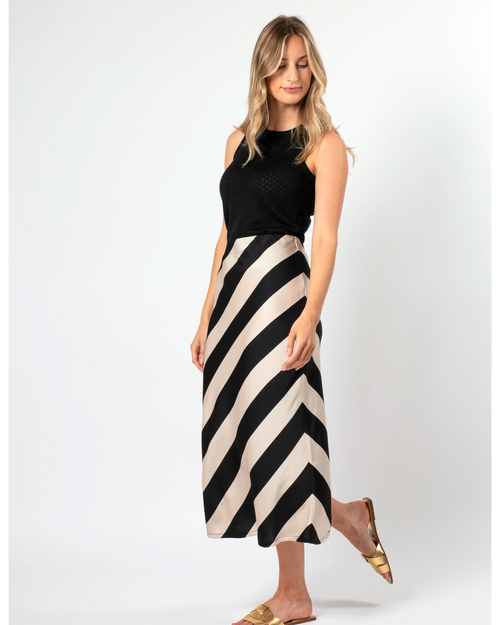 Stella and Gemma Angelina Black and Champagne Stripe Skirt