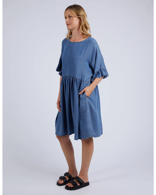 Elm Charlie Chambray Dress Blue