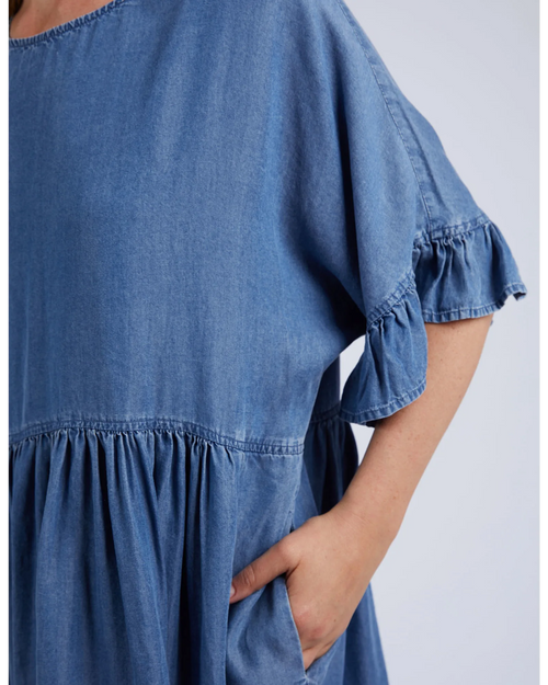 Elm Charlie Chambray Dress Blue