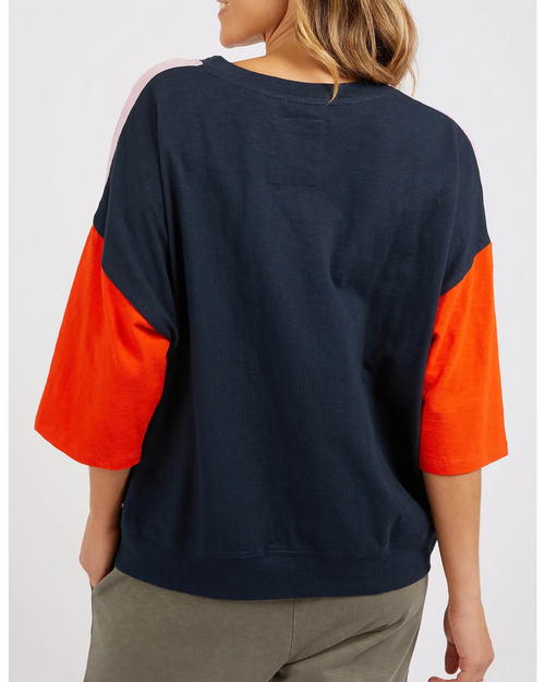 Elm Mazie Sweatshirt/T Shirt Colour Block Pink Tangerine