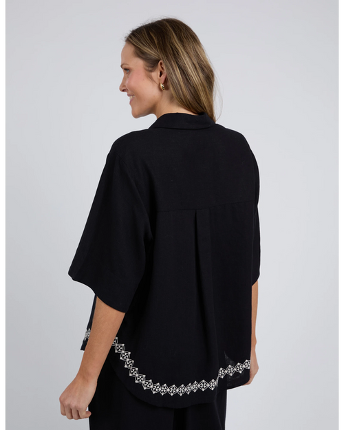 Elm Nina Embroidered Shirt Black