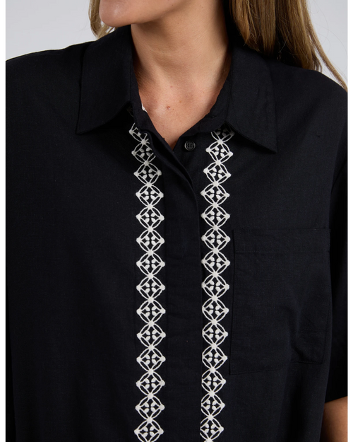 Elm Nina Embroidered Shirt Black