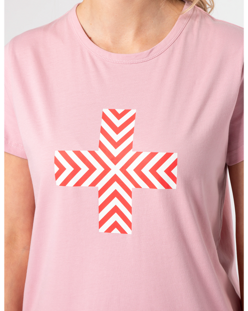 Stella and Gemma Blush Red Chevron Cross T Shirt