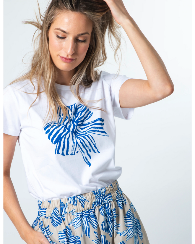 Stella and Gemma White Bowtiful Blue T Shirt