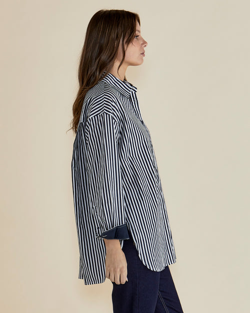 Betty Basics Claire Classic Shirt Navy Stripe