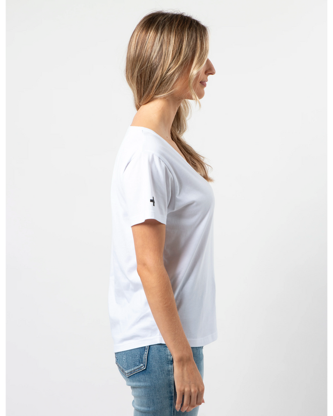 Stella and Gemma Villa V Neck T Shirt White