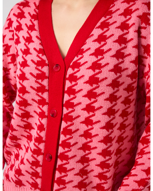 Stella and Gemma Xanthe Cardigan Houndstooth Red/Candy