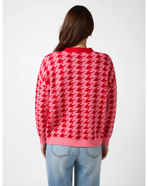 Stella and Gemma Xanthe Cardigan Houndstooth Red/Candy